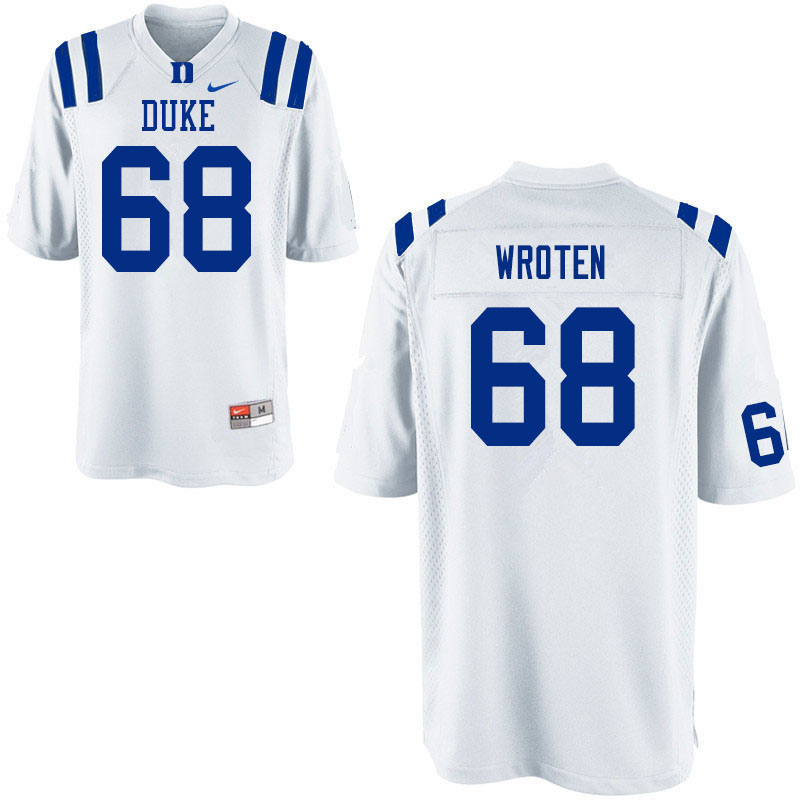 Men #68 Elijah Wroten Duke White Devils College Football Jerseys Sale-White